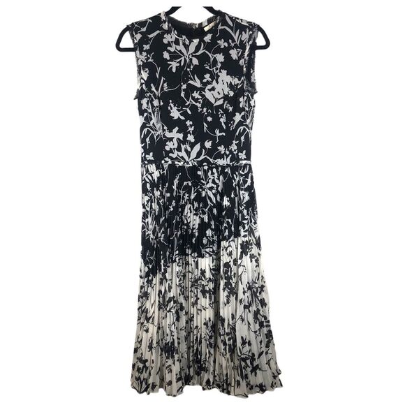 Jason Wu Collection Floral Crinkle Chiffon Midi Dress Sleeveless Pleated Size 4